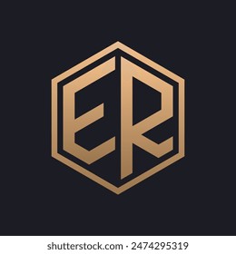 Elegant Hexagon Letter ER Logo Design. Initial Luxurious ER Logo Template