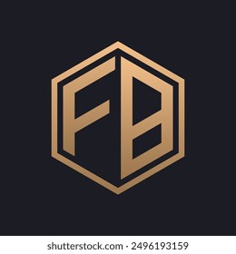 Elegant Hexagon Letter FB Logo Design. Initial Luxurious FB Logo Template