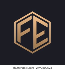 Elegant Hexagon Letter FE Logo Design. Initial Luxurious FE Logo Template