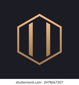 Elegant Hexagon Letter II Logo Design. Initial Luxurious II Logo Template