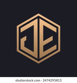 Elegant Hexagon Letter JE Logo Design. Initial Luxurious JE Logo Template