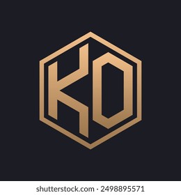 Elegant Hexagon Letter KO Logo Design. Initial Luxurious KO Logo Template