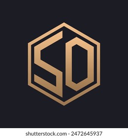 Elegant Hexagon Letter SO Logo Design. Initial Luxurious SO Logo Template