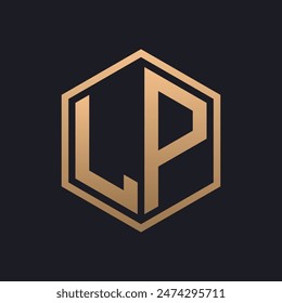 Elegant Hexagon Letter LP Logo Design. Initial Luxurious LP Logo Template