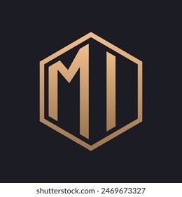 Elegant Hexagon Letter MI Logo Design. Initial Luxurious MI Logo Template