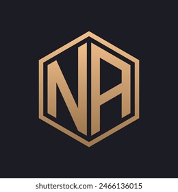 Elegant Hexagon Letter NA Logo Design. Initial Luxurious NA Logo Template