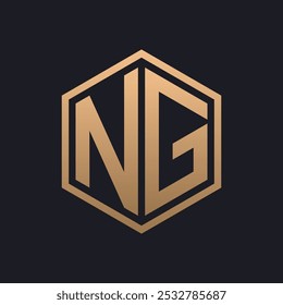 Elegant Hexagon Letter NG Logo Design. Initial Luxurious NG Logo Template