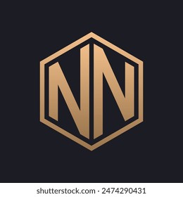 Elegant Hexagon Letter NN Logo Design. Initial Luxurious NN Logo Template