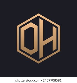 Elegant Hexagon Letter OH Logo Design. Initial Luxurious OH Logo Template