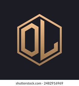 Elegant Hexagon Letter OL Logo Design. Initial Luxurious OL Logo Template