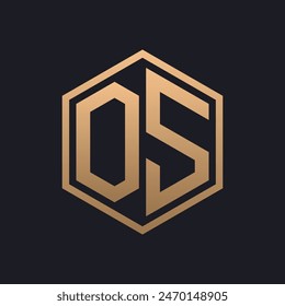 Elegant Hexagon Letter OS Logo Design. Initial Luxurious OS Logo Template