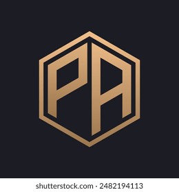 Elegant Hexagon Letter PA Logo Design. Initial Luxurious PA Logo Template