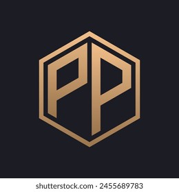 Elegant Hexagon Letter PP Logo Design. Initial Luxurious PP Logo Template