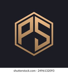 Elegant Hexagon Letter PS Logo Design. Initial Luxurious PS Logo Template