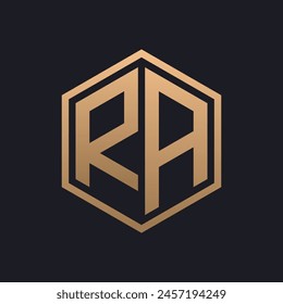 Elegant Hexagon Letter RA Logo Design. Initial Luxurious RA Logo Template