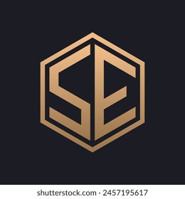 Elegant Hexagon Letter SE Logo Design. Initial Luxurious SE Logo Template