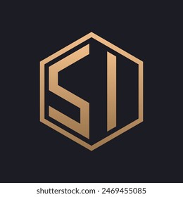 Elegant Hexagon Letter SI Logo Design. Initial Luxurious SI Logo Template