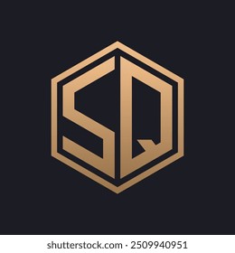 Elegante Hexágono Letra SQ Logo Design. Modelo inicial de logotipo SQ Luxurious