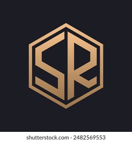 Elegant Hexagon Letter SR Logo Design. Initial Luxurious SR Logo Template