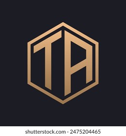 Elegant Hexagon Letter TA Logo Design. Initial Luxurious TA Logo Template