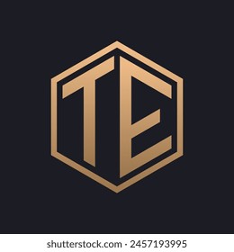 Elegant Hexagon Letter TE Logo Design. Initial Luxurious TE Logo Template