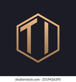 Elegant Hexagon Letter TI Logo Design. Initial Luxurious TI Logo Template