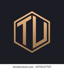 Elegant Hexagon Letter TU Logo Design. Initial Luxurious TU Logo Template