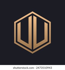 Elegant Hexagon Letter UU Logo Design. Initial Luxurious UU Logo Template