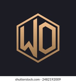 Elegant Hexagon Letter WO Logo Design. Initial Luxurious WO Logo Template