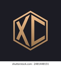 Elegant Hexagon Letter XC Logo Design. Initial Luxurious XC Logo Template