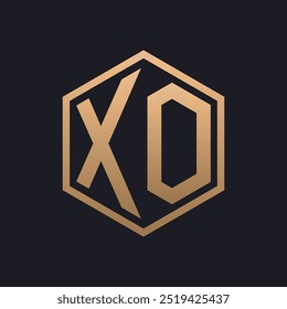 Elegantes XO-Logo-Design mit Hexagon-Buchstabe. Vorlage für das erste luxuriöse XO-Logo