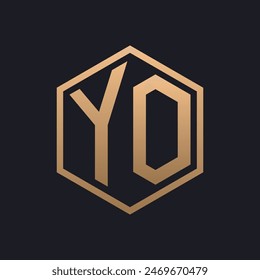 Elegant Hexagon Letter YO Logo Design. Initial Luxurious YO Logo Template