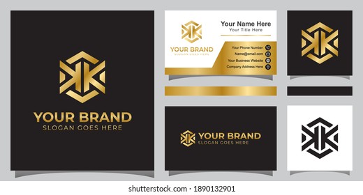 elegant hexagonal double letter K logo for your business brand and business card