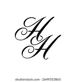 Elegante HH Monograma Logo em Preto Script - Luxo Caligrafia Design Inicial em Fundo Branco