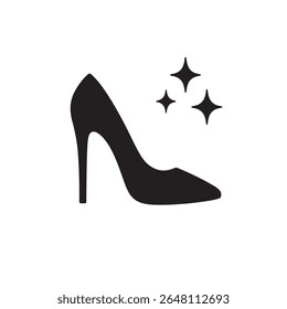 Silhueta de sapato de salto alto elegante com faíscas - Moda, Glamour e ícone de Cinderela - Perfeito para calçados femininos e desenhos de ocasião especial