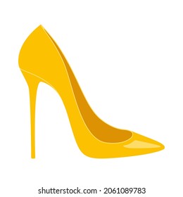 Elegant High Heel Shoe Or Stiletto In Yellow Gold Vector Icon