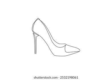 Elegant Highheel continuous one line drawing. Single line art illustration of lady flat shoe. Editable vector.