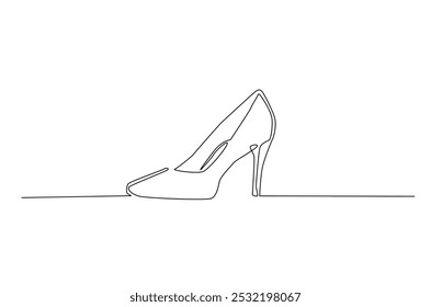 Elegant Highheel continuous one line drawing. Single line art illustration of lady flat shoe. Editable vector.