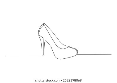 Elegant Highheel continuous one line drawing. Single line art illustration of lady flat shoe. Editable vector.