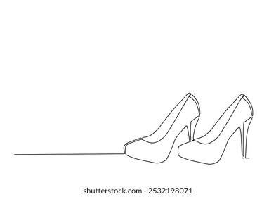 Elegant Highheel continuous one line drawing. Single line art illustration of lady flat shoe. Editable vector.