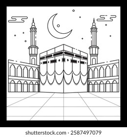 "Elegant and high-quality vector illustration of Kaaba Sharif, a sacred Islamic icon—perfect for religious designs, Ramadan themes, and spiritual projects. Download now for stunning visuals!"







