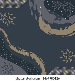 elegant hijab pattern on dark blue color background