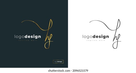 Elegant HJ or HY Initial Logo Design with Handwriting Style in Gold Gradient. HJ or HY Signature Logo or Symbol for Business Identity