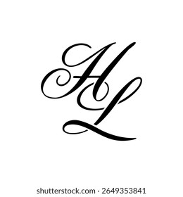Elegante HL Monograma Logo em Preto Script - Luxo Caligrafia Design Inicial em Fundo Branco