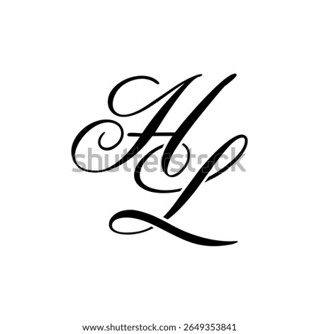 Elegant HL Monogram Logo in Black Script – Luxury Calligraphy Initial Design on White Background