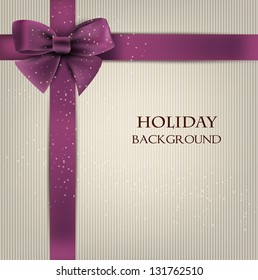 Elegant holiday background with bow and space for text. Vector illustration