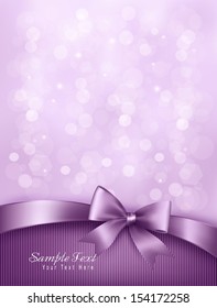 Elegant holiday background with gift bow and ribbon. Vector