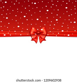 Elegant holiday background with red bow and space for text. Vector illustration