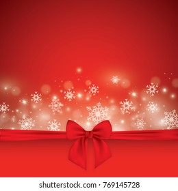 Elegant holiday background with a red bow and place for text. Merry Christmas .Vector illustration