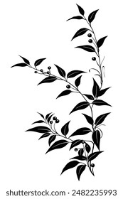 Elegante Holly Branch Silhouette mit Blättern und Beeren